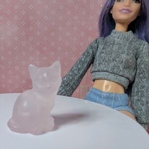 Translucent Pink Cat Figurine